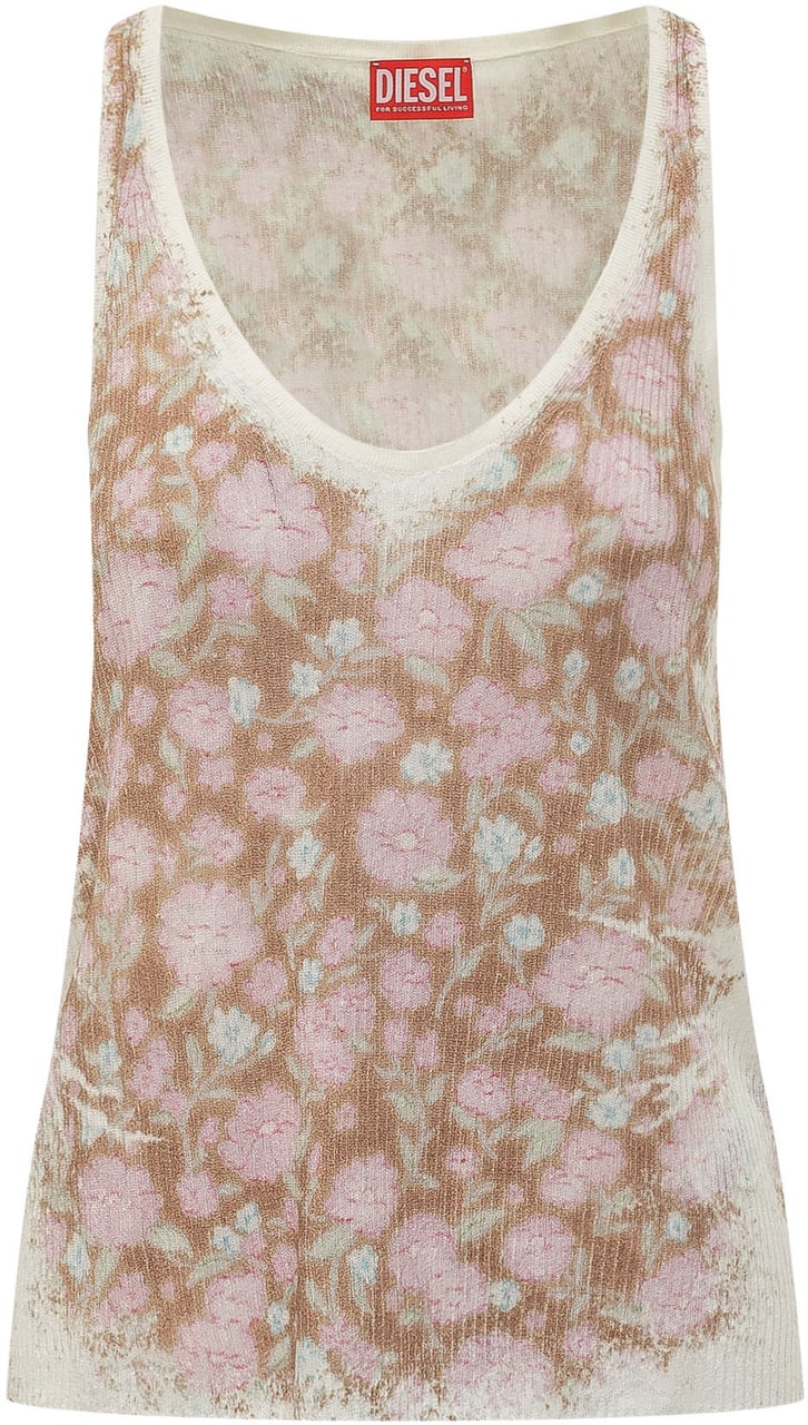 Diesel Top Blommin con Scollo a V e Stampa Floreale Divers