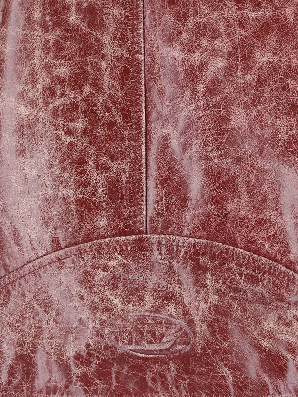 Diesel Cropped Biker Jacket in Cracked Calf Leather Bruin