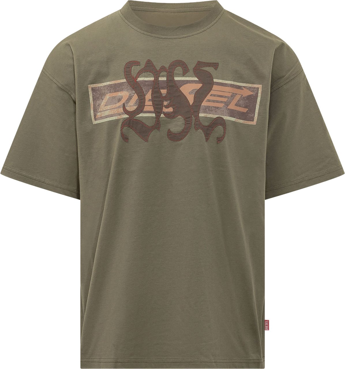 Diesel T-shirt T Boxt con Stampa Grafica Donkergroen