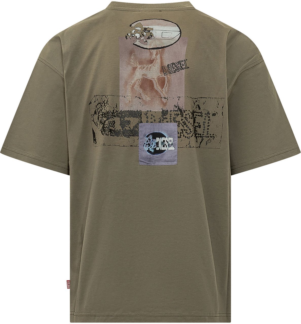 Diesel T-shirt T Boxt con Stampa Grafica Donkergroen