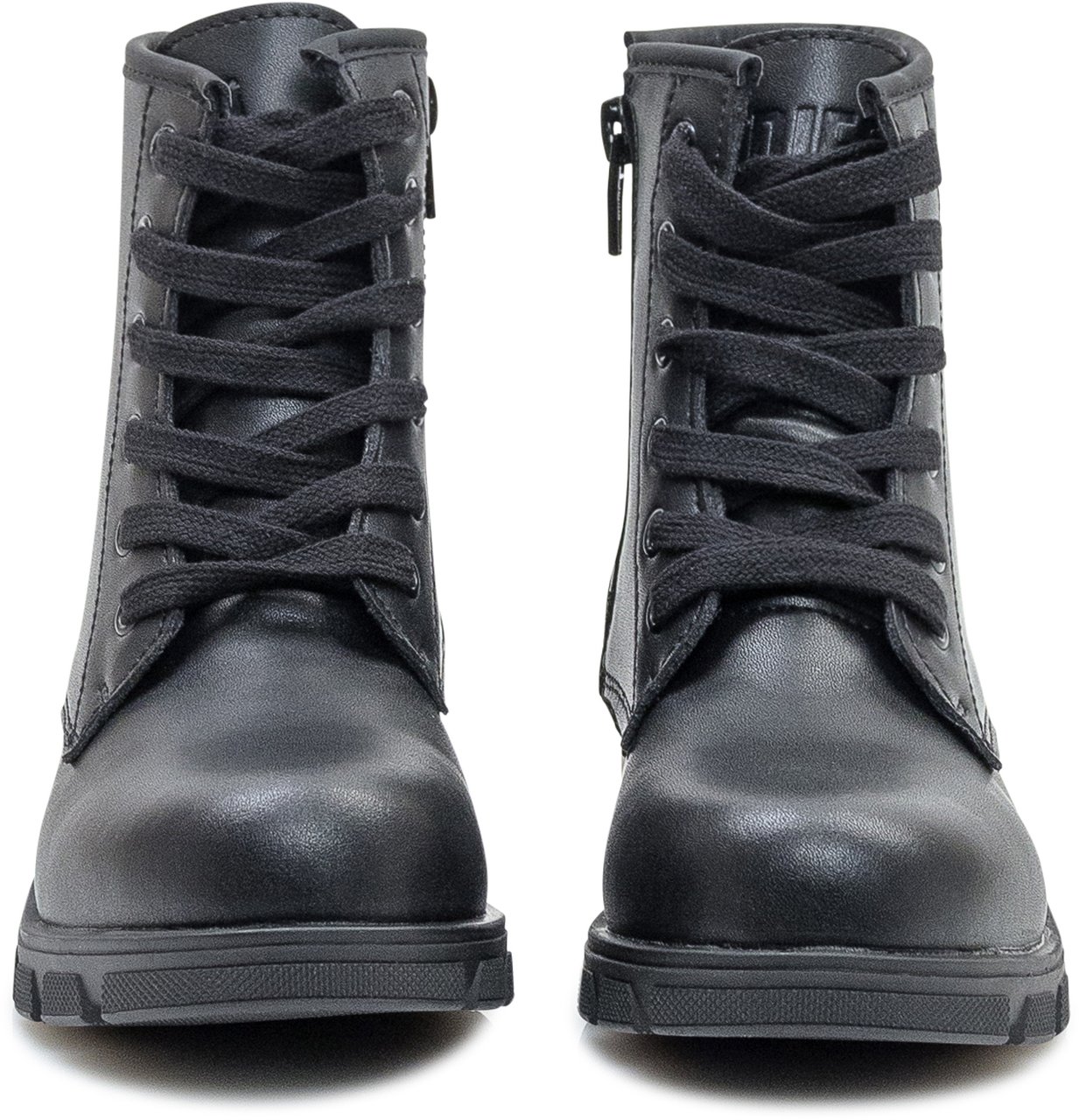 Diesel Diesel Kids Stivaletti Neri in Pelle con Logo Zwart