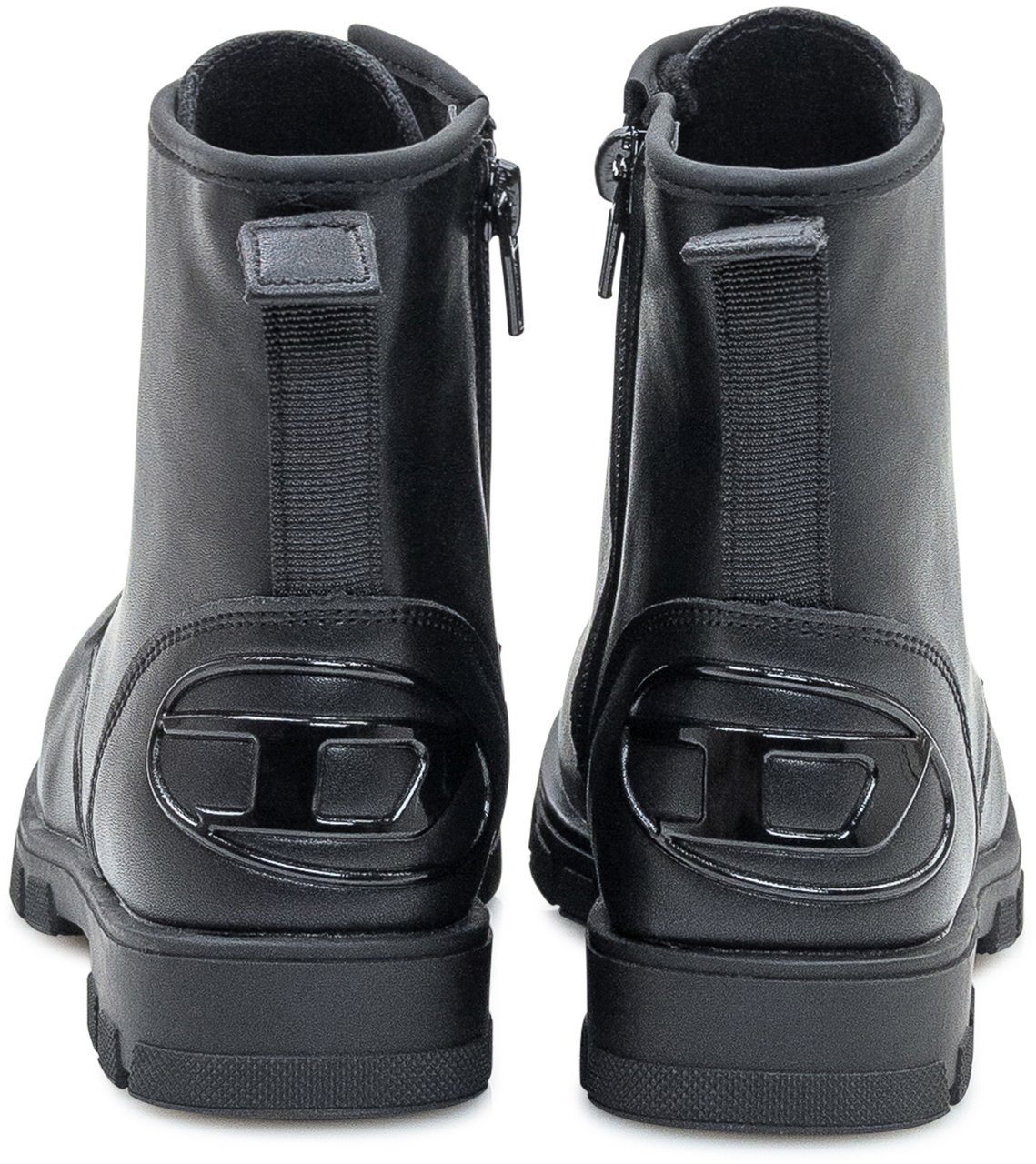 Diesel Diesel Kids Stivaletti Neri in Pelle con Logo Zwart