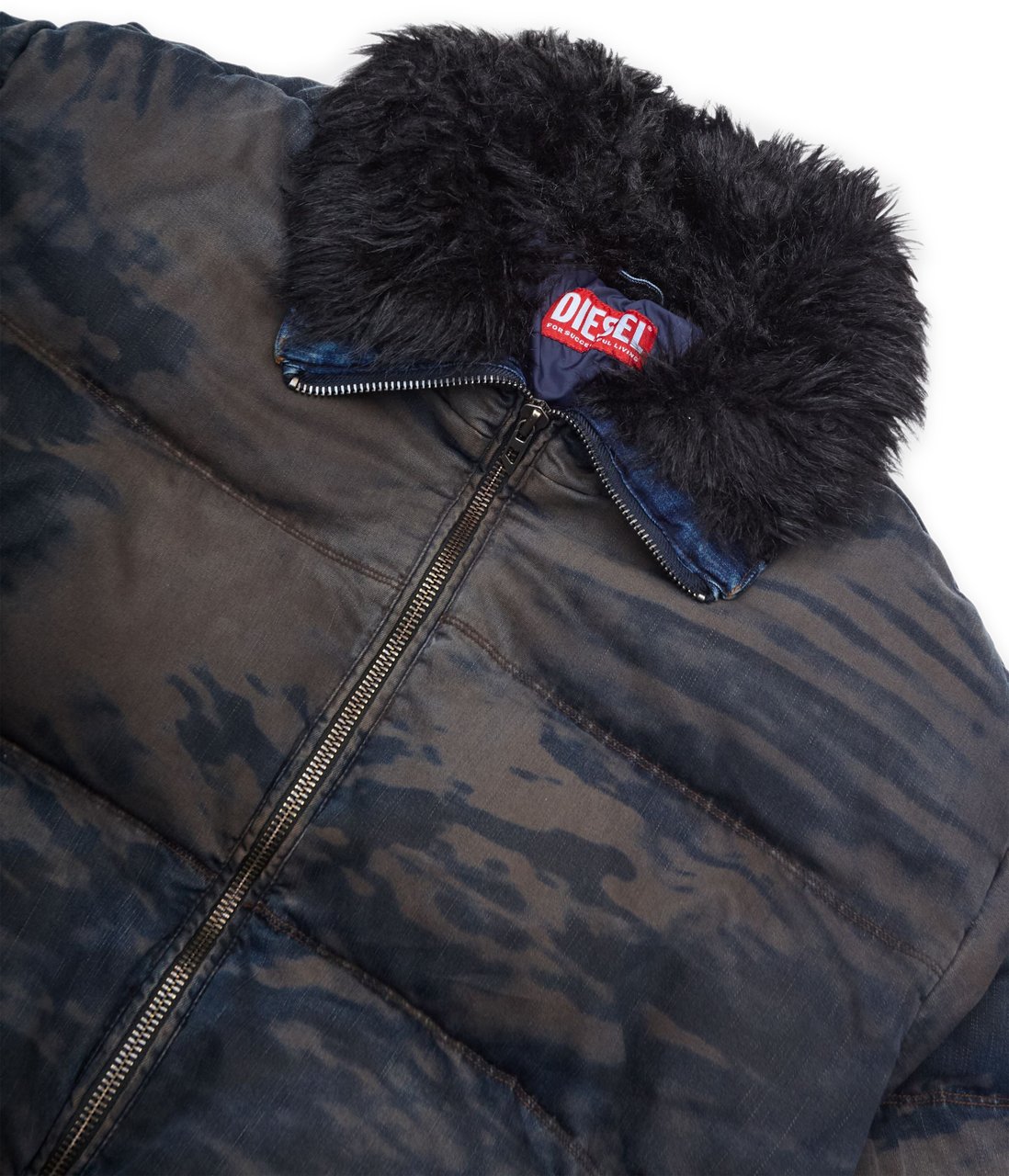 Diesel Giacca Puffer W-Johns Marrone/Blu Blauw