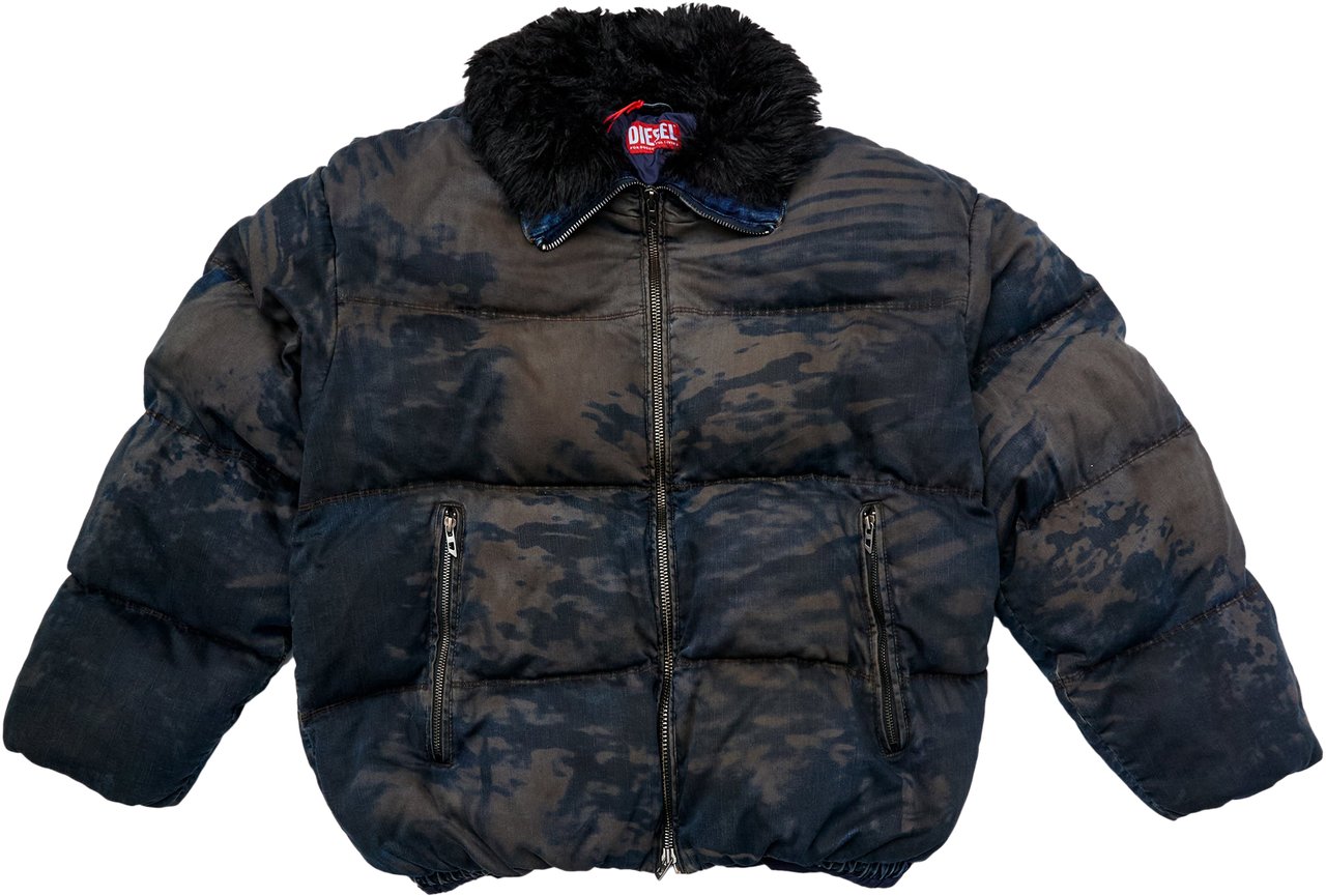 Diesel Giacca Puffer W-Johns Marrone/Blu Blauw