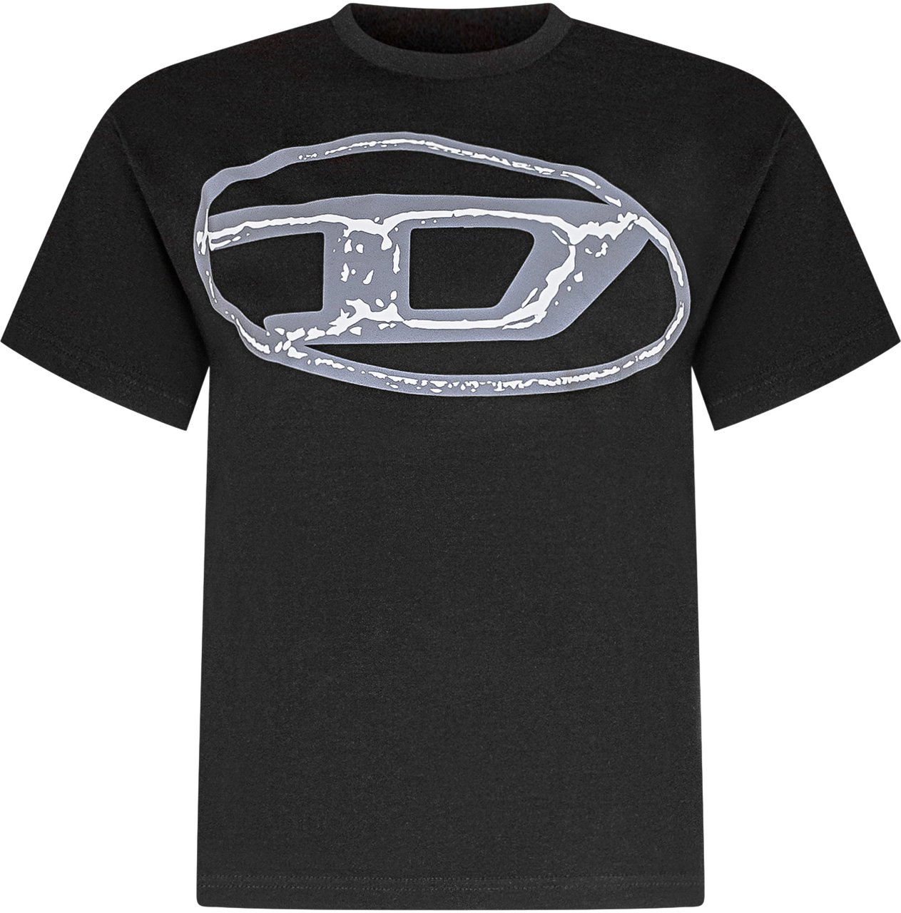 Diesel Diesel Kids T-shirt Nera con Maxi Logo Oval D Zwart