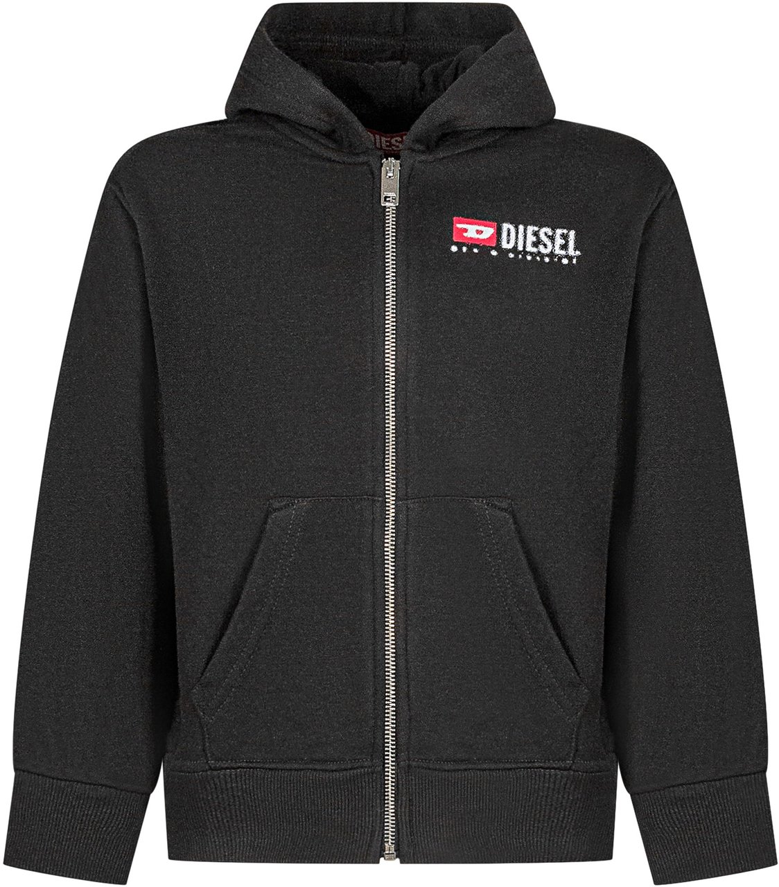 Diesel Diesel Kids Felpa Nera con Zip e Logo Zwart