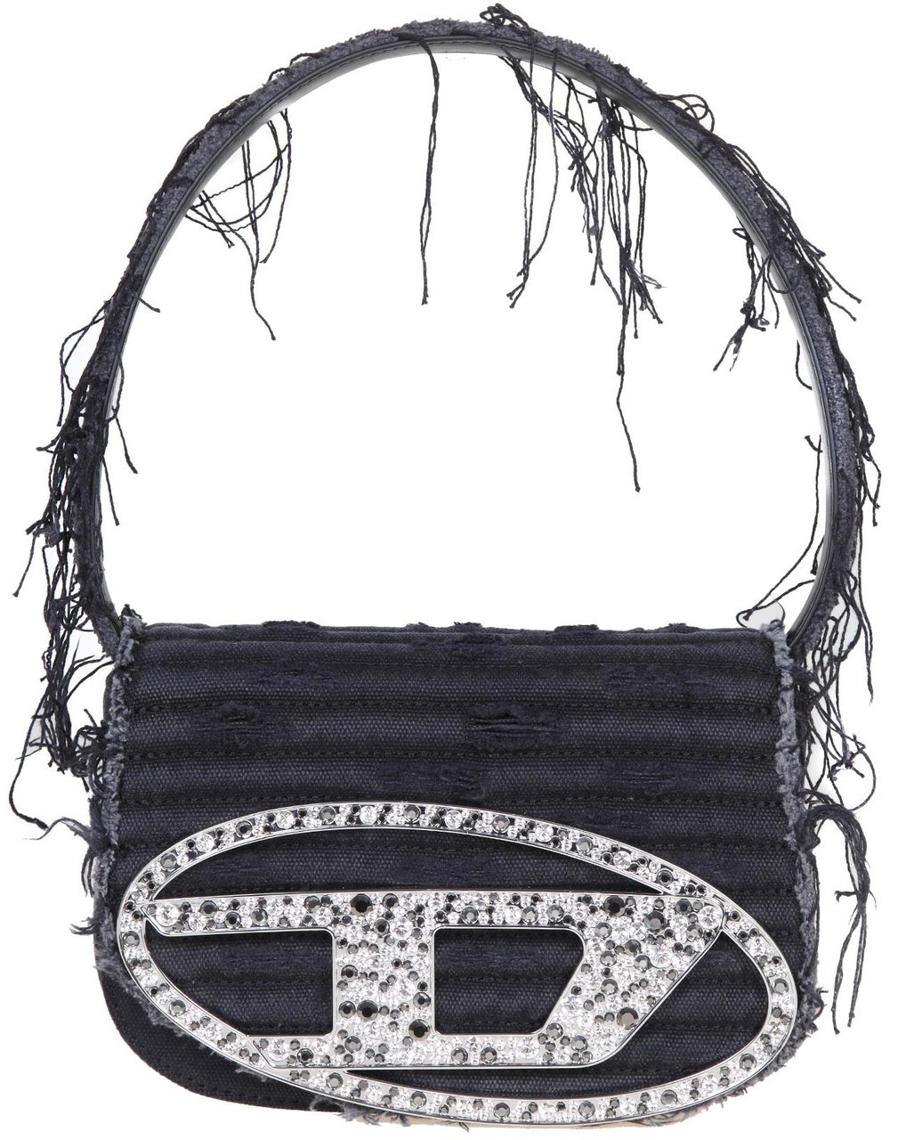 Diesel Diesel 1dr bag in black canvas with applied crystals Zwart