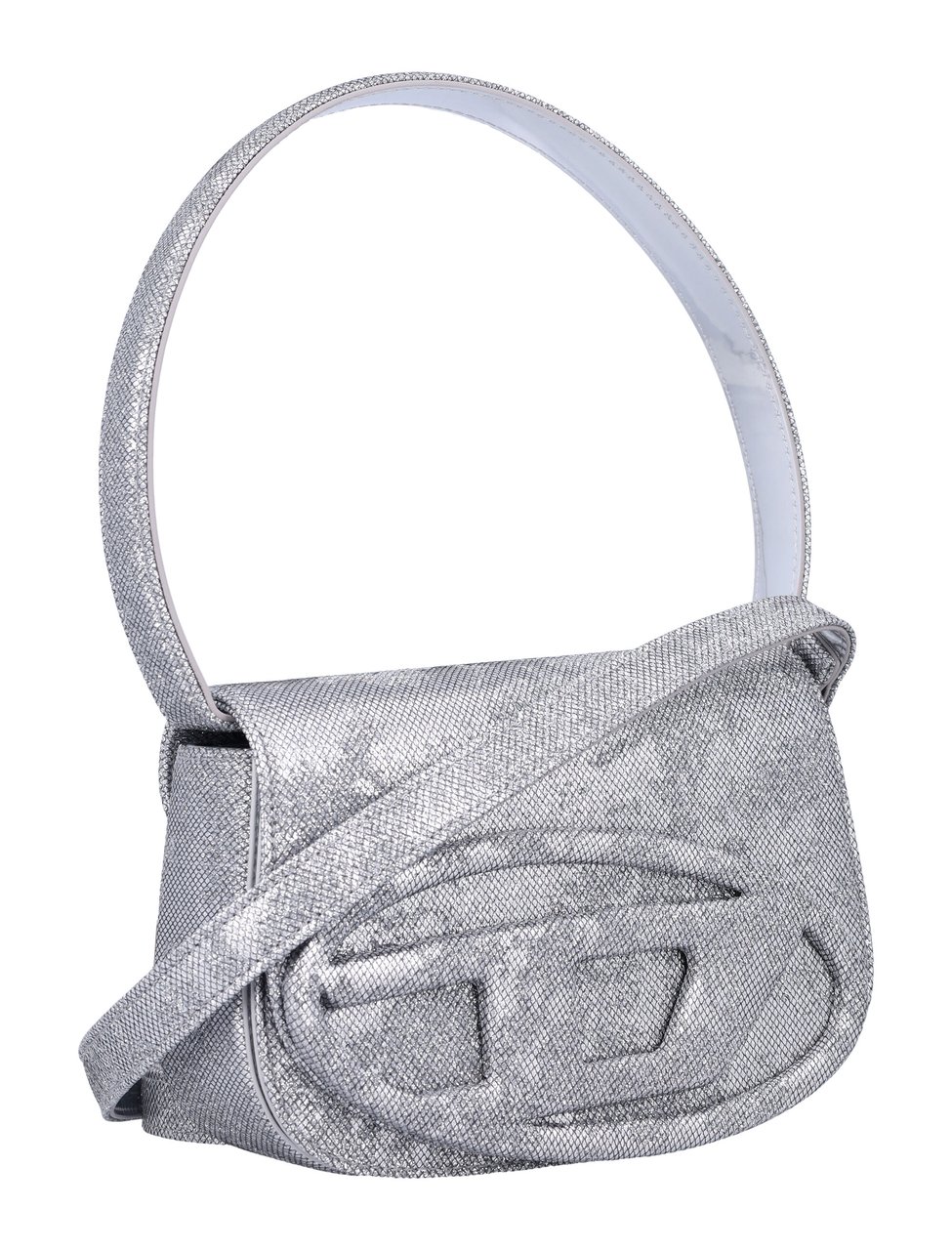 Diesel 1-dr lurex shoulder bag Zilver
