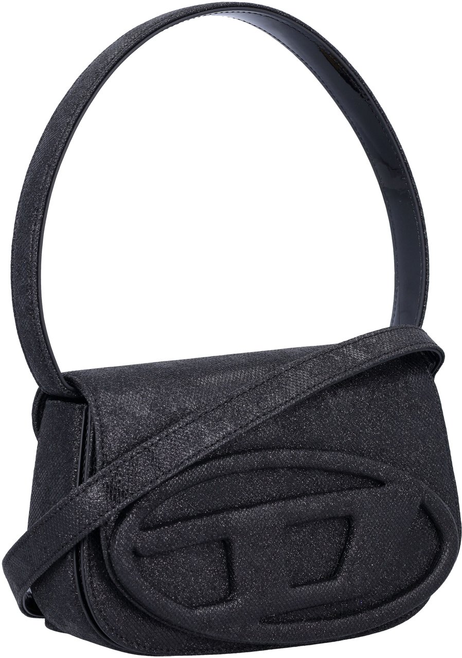 Diesel 1-dr lurex shoulder bag Zwart