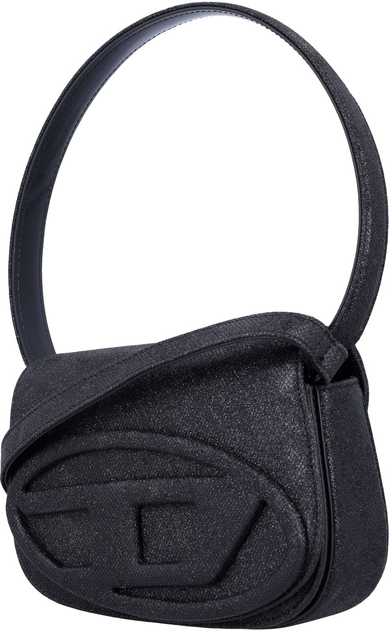 Diesel 1-dr lurex shoulder bag Zwart