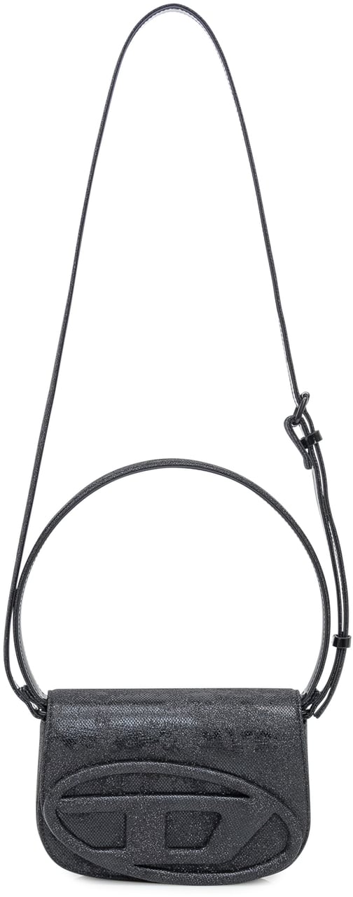 Diesel Borsa a Spalla Nera con Logo e Finitura Glitter Zwart