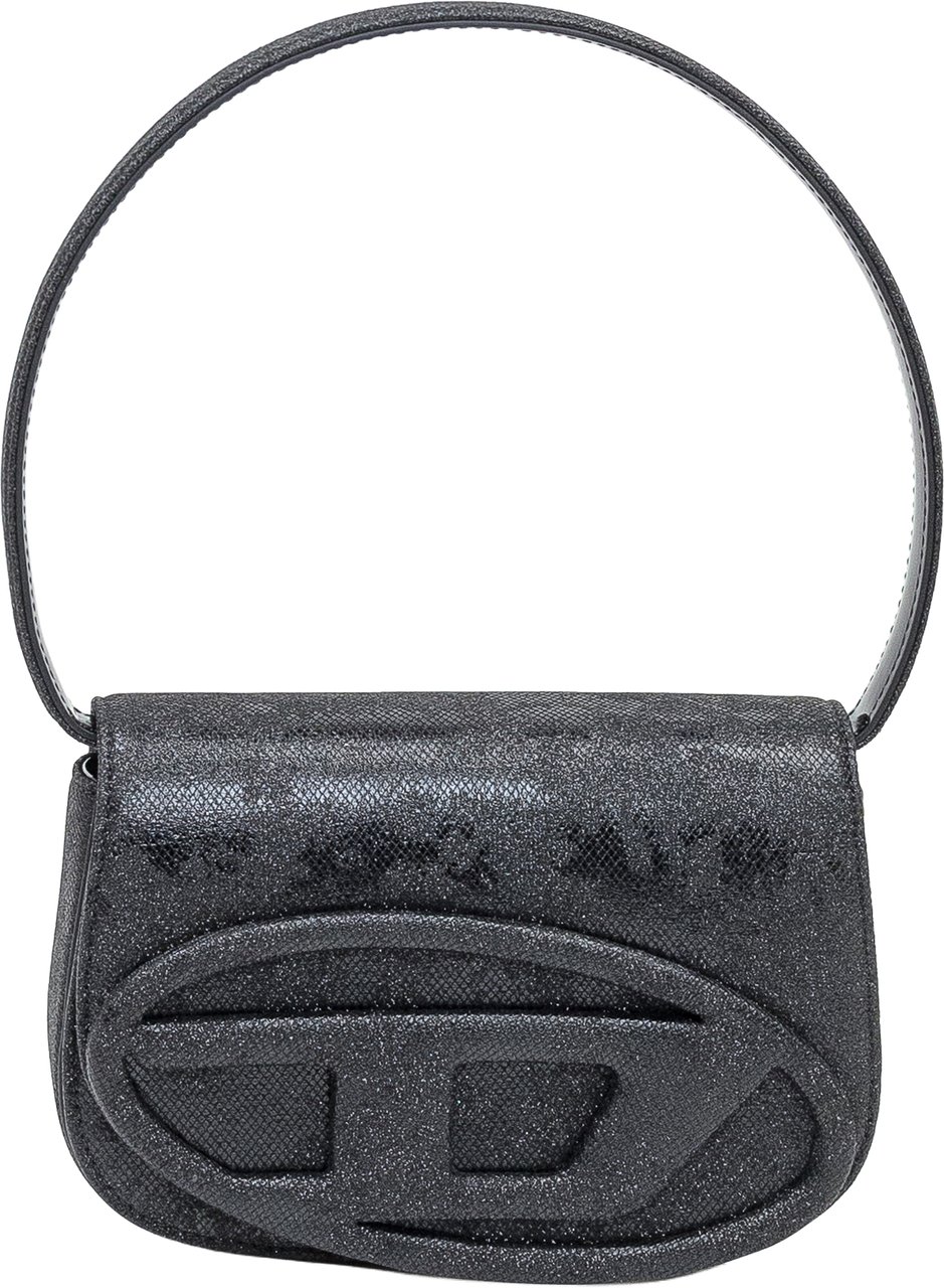Diesel Borsa a Spalla Nera con Logo e Finitura Glitter Zwart