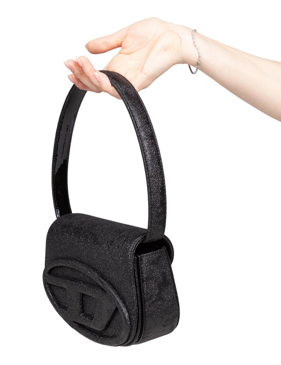 Diesel Diesel 1dr shoulder bag in shiny fabric black Zwart