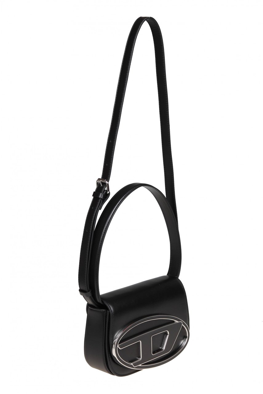 Diesel Diesel 1dr shoulder bag in black leather Zwart