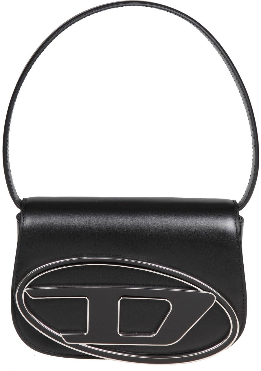Diesel Diesel 1dr shoulder bag in black leather Zwart