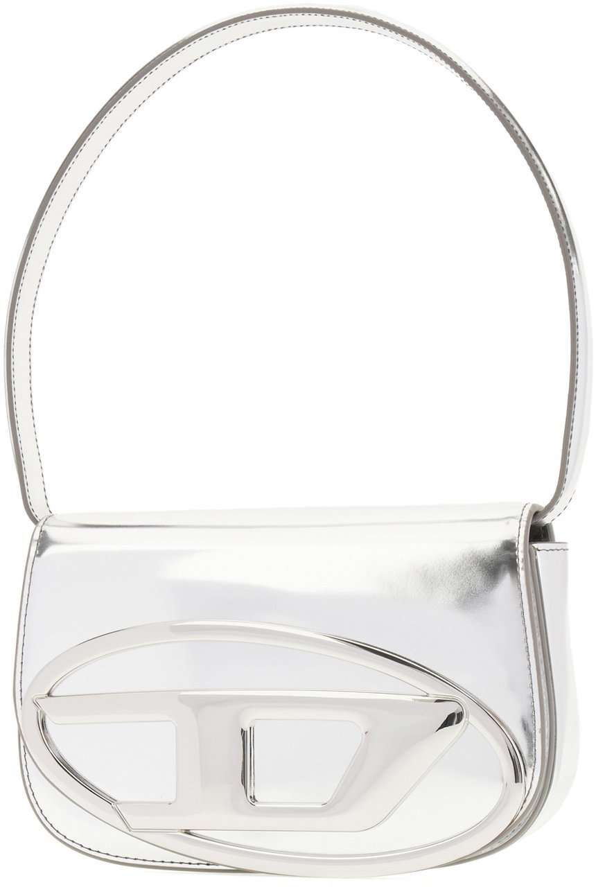 Diesel Silver leather 1DR handbag Zilver