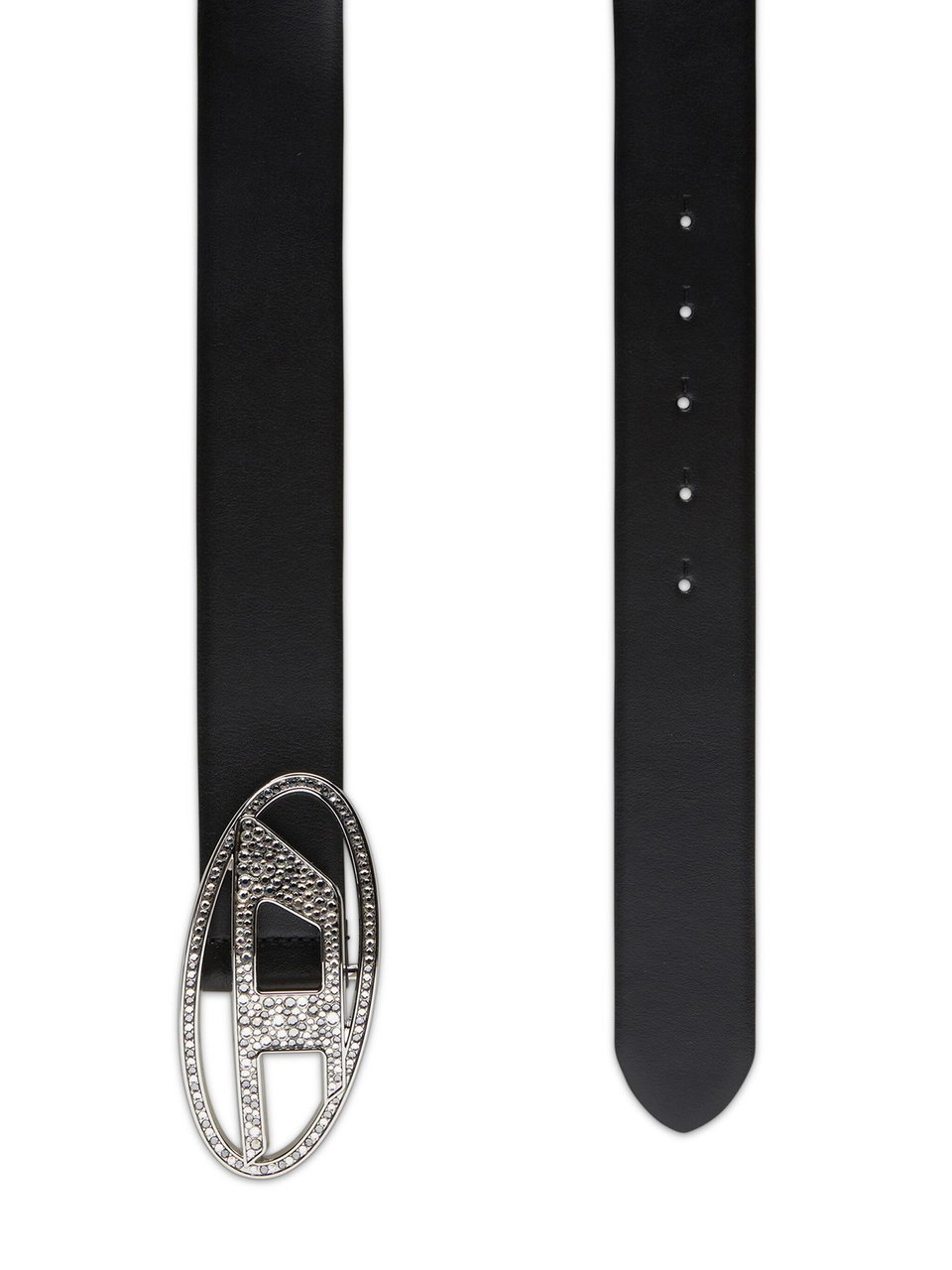 Diesel Oval D Logo B-1Dr Leather Belt Zwart