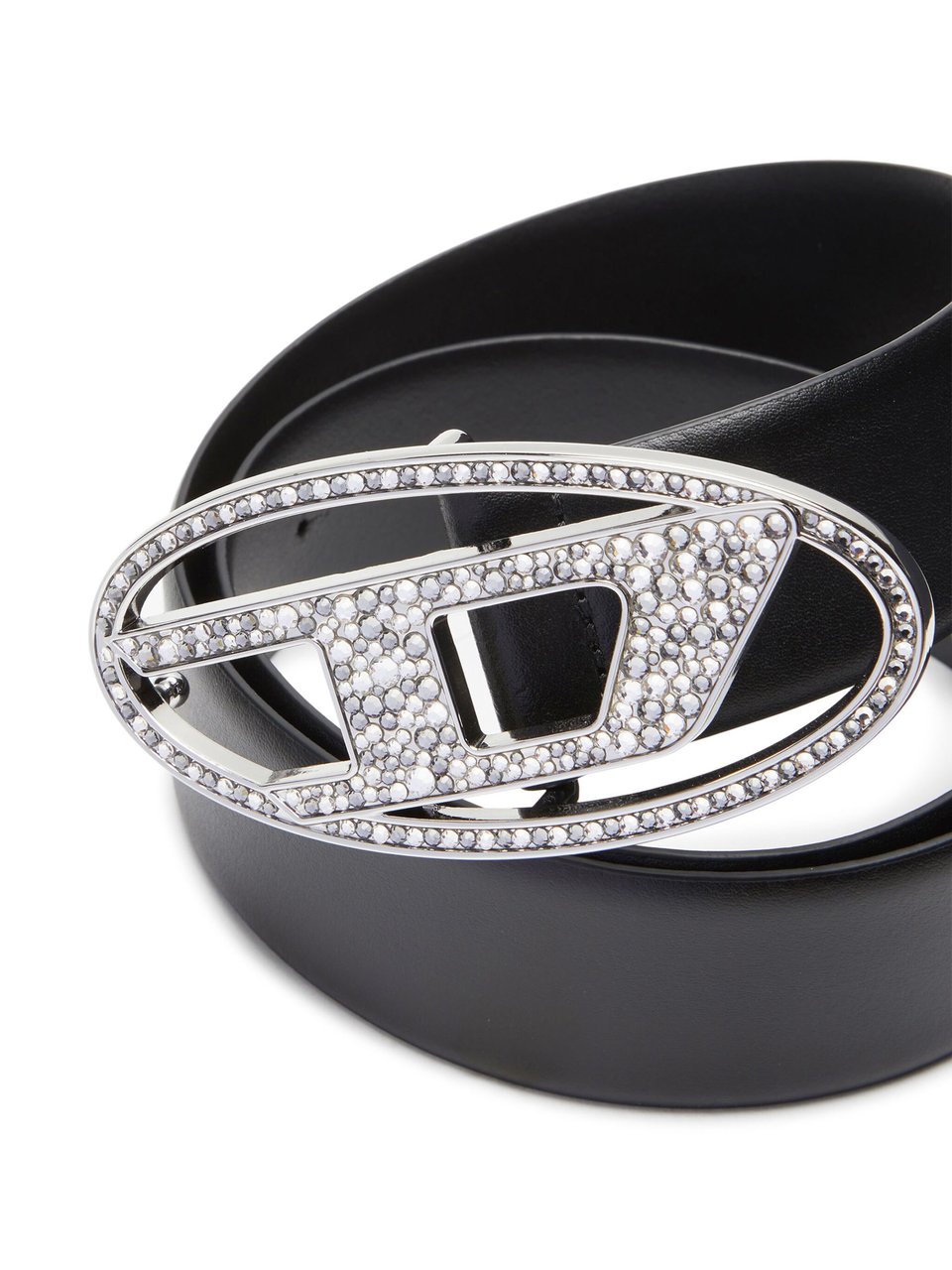 Diesel Oval D Logo B-1Dr Leather Belt Zwart