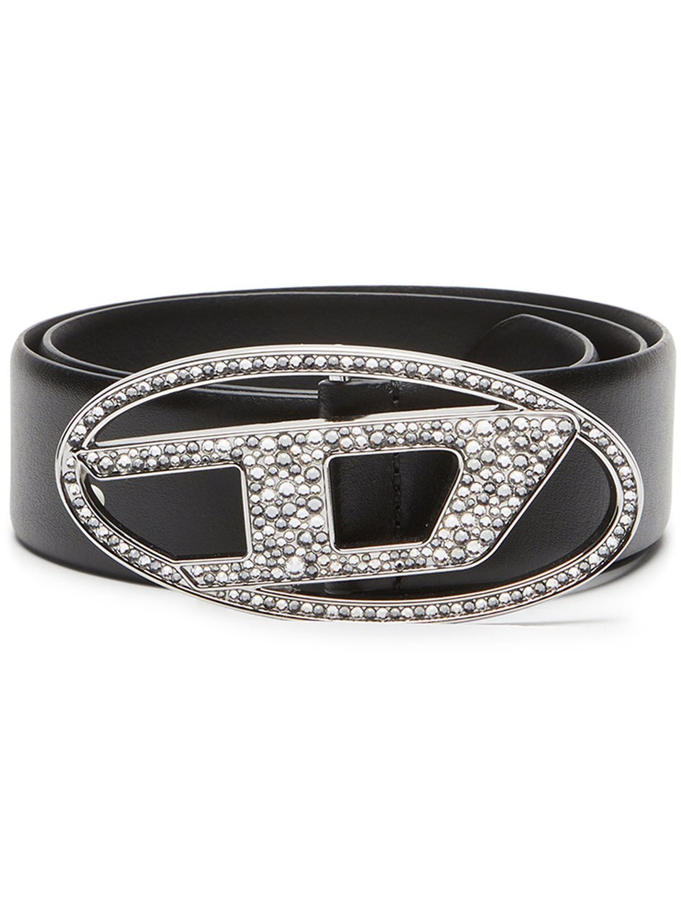 Diesel Oval D Logo B-1Dr Leather Belt Zwart