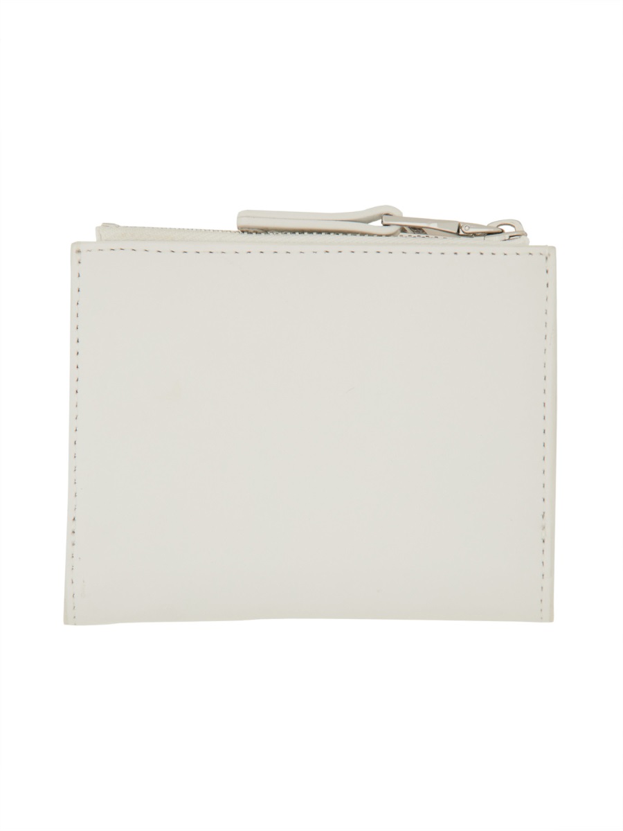Diesel White Zippered Smooth Leather Wallet Wit