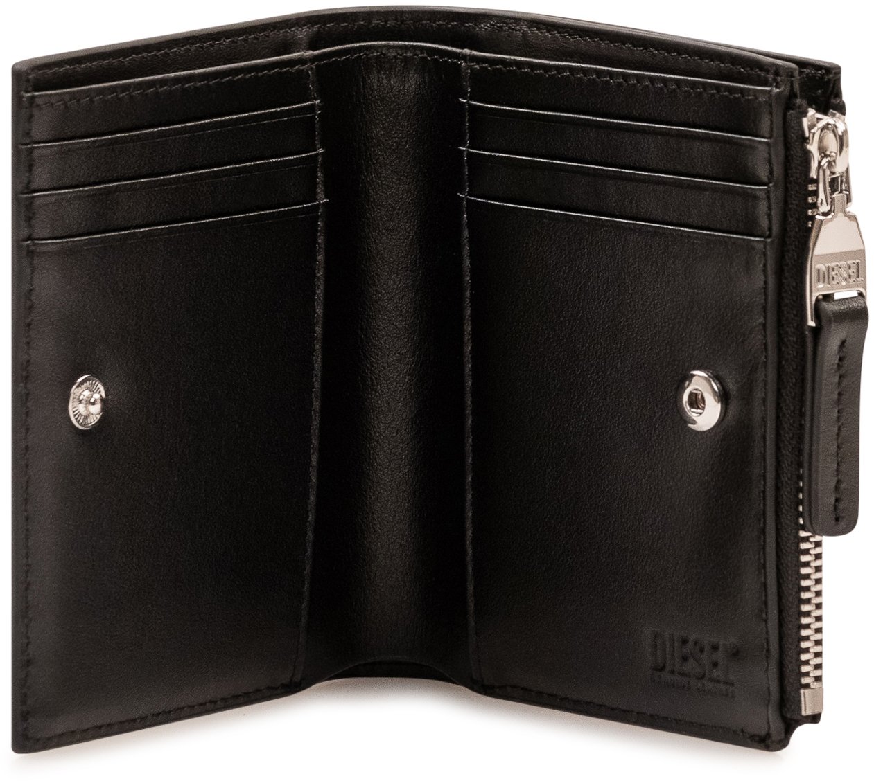 Diesel 1DR Portafoglio Bifold con Zip Zwart