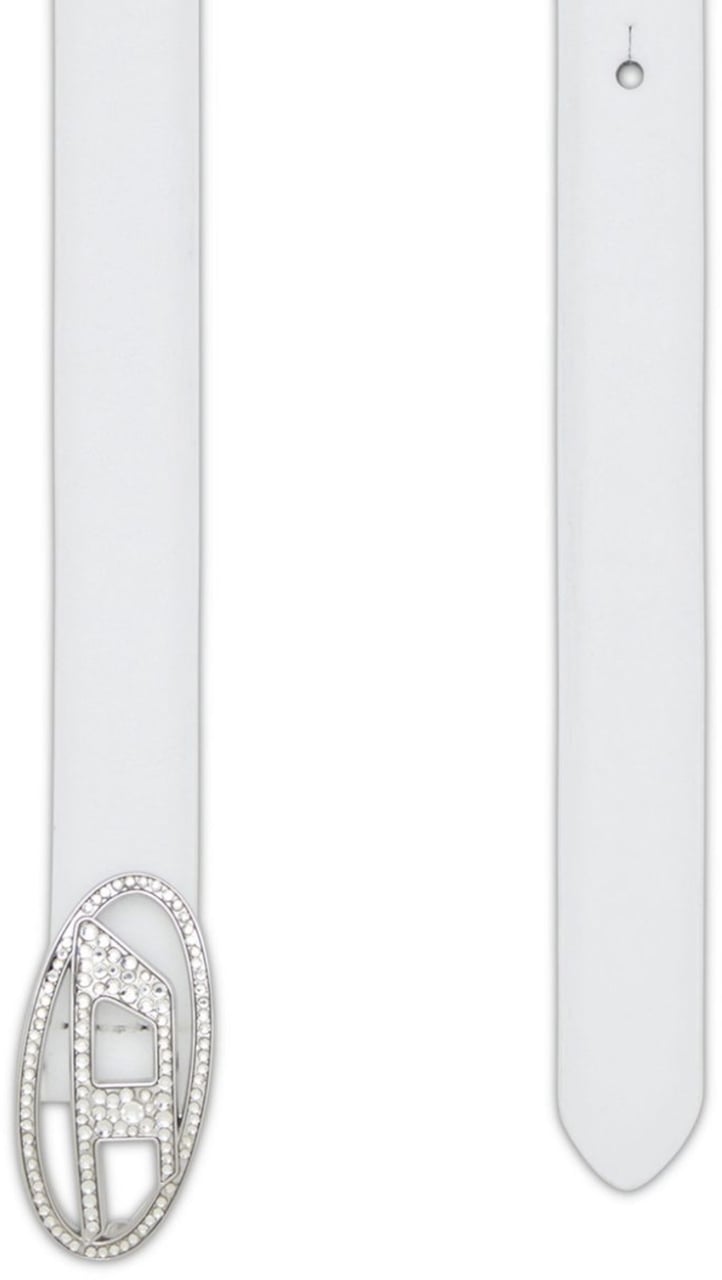 Diesel 1dr Crystal Logo Strass Belt White Wit