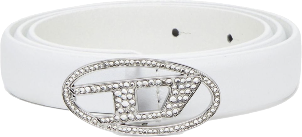 Diesel 1dr Crystal Logo Strass Belt White Wit