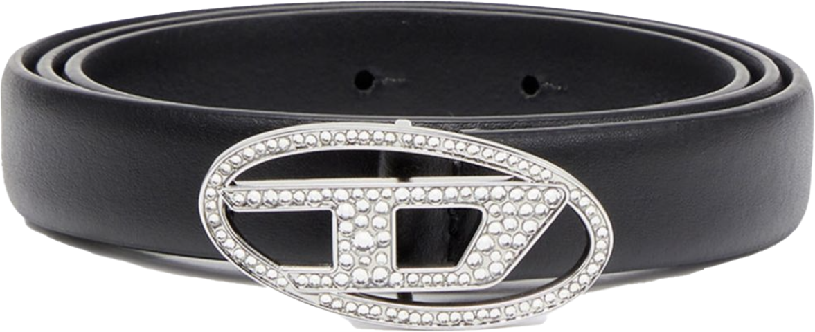 Diesel 1dr Crystal Logo Strass Belt Black Zwart