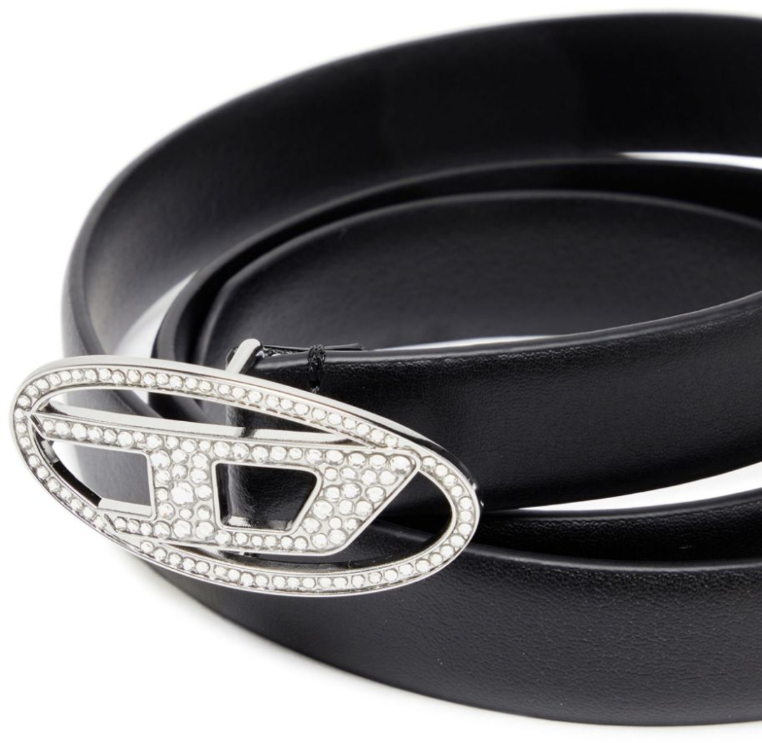 Diesel 1dr Crystal Logo Strass Belt Black Zwart