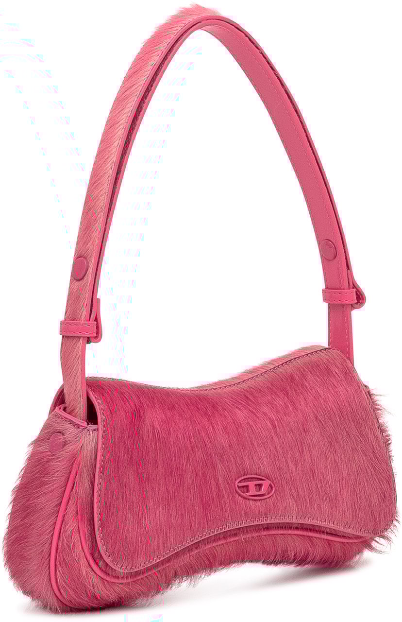 Diesel Diesel Borsa a Spalla Rosa in Pelliccia Sintetica con Logo Roze