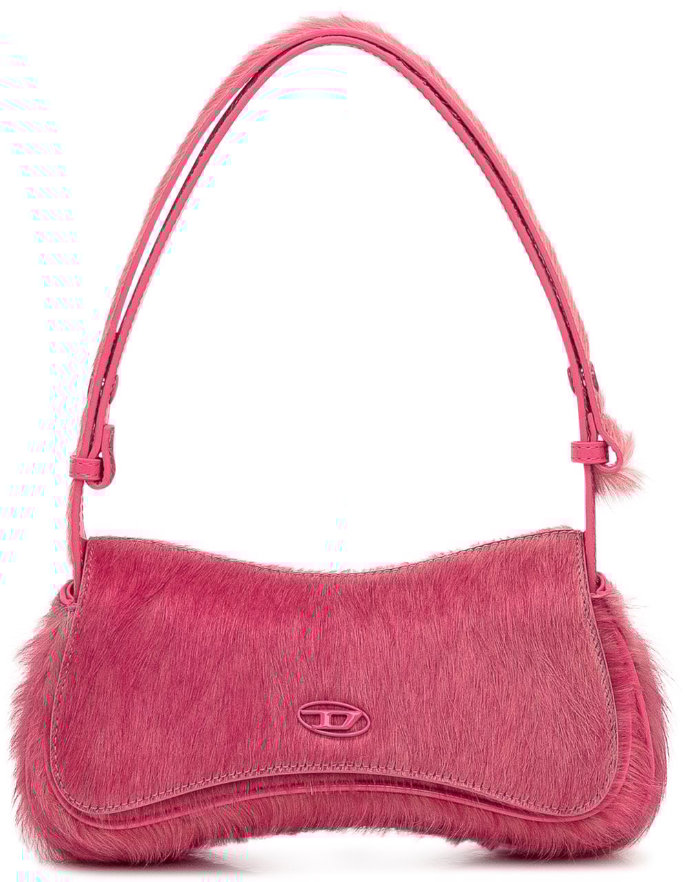 Diesel Diesel Borsa a Spalla Rosa in Pelliccia Sintetica con Logo Roze