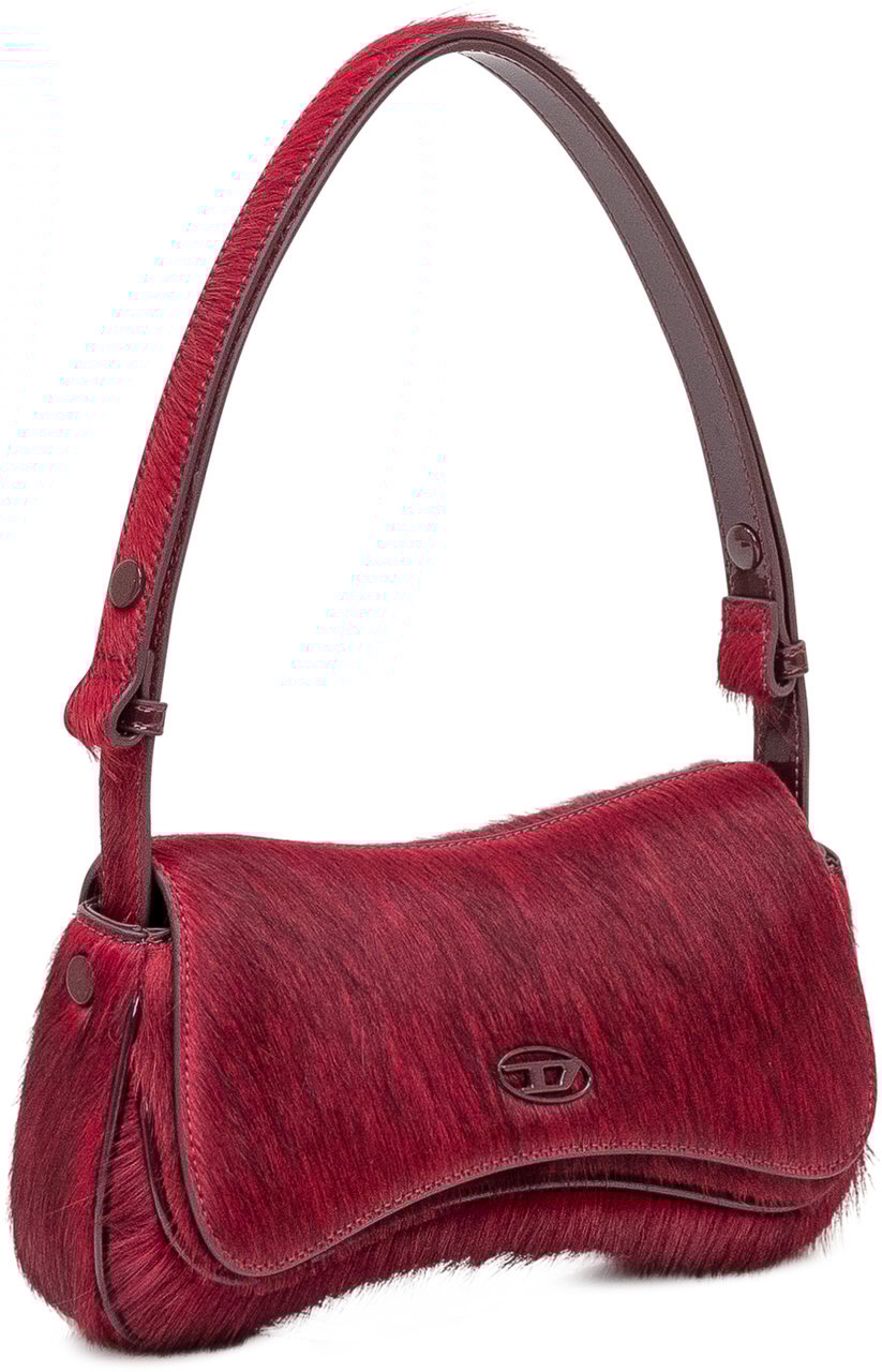 Diesel Diesel Borsa a Spalla Bordeaux in Pelliccia Sintetica con Logo Rood