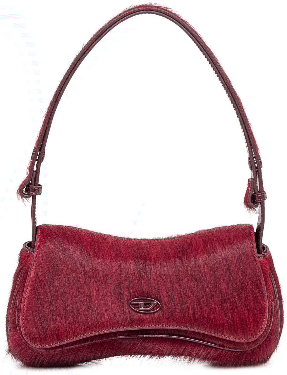 Diesel Diesel Borsa a Spalla Bordeaux in Pelliccia Sintetica con Logo Rood