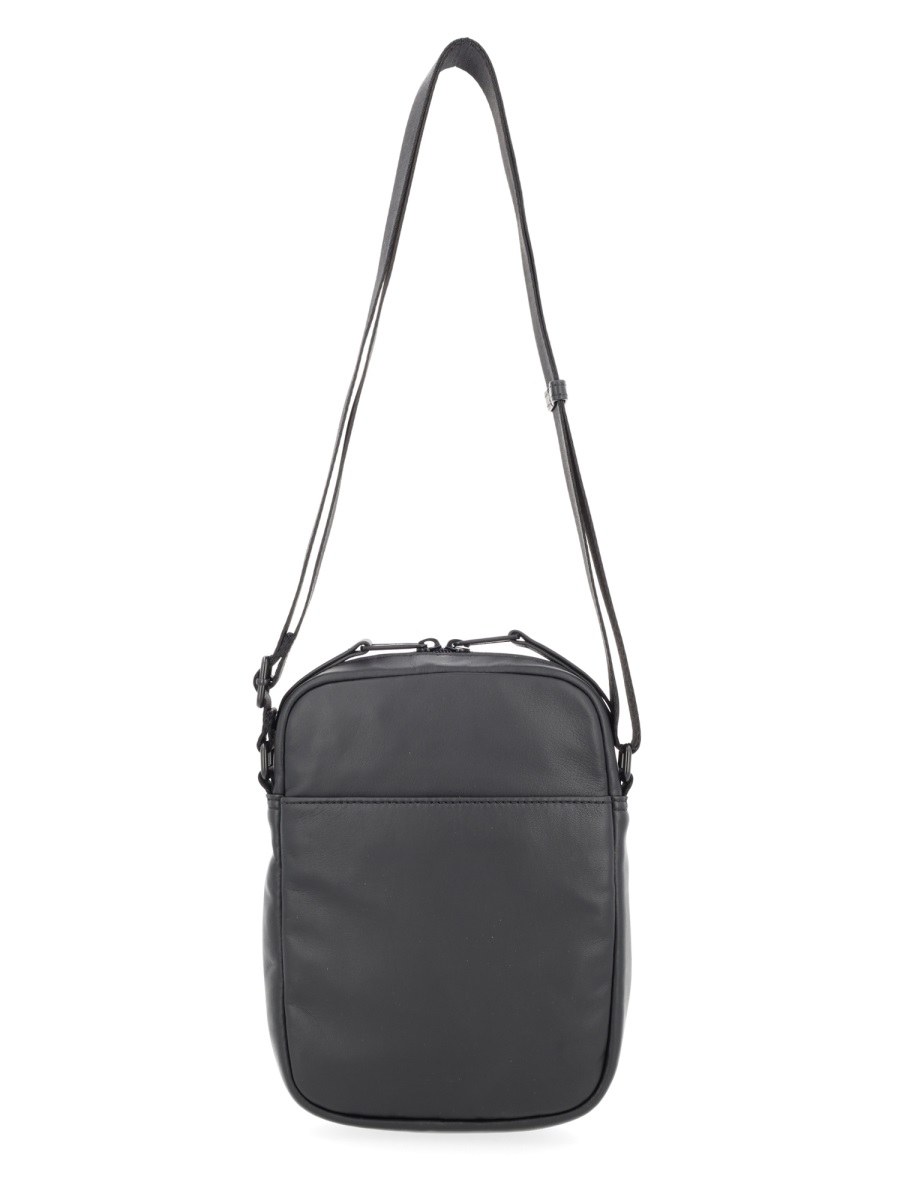 Diesel Black Ovine Leather Crossbody Bag Grijs