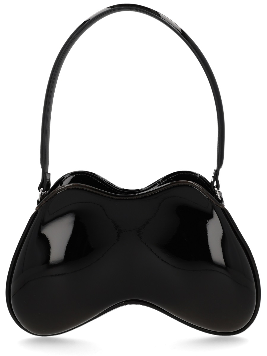 Diesel Black Sculptural Glossy Shoulder Bag Zwart