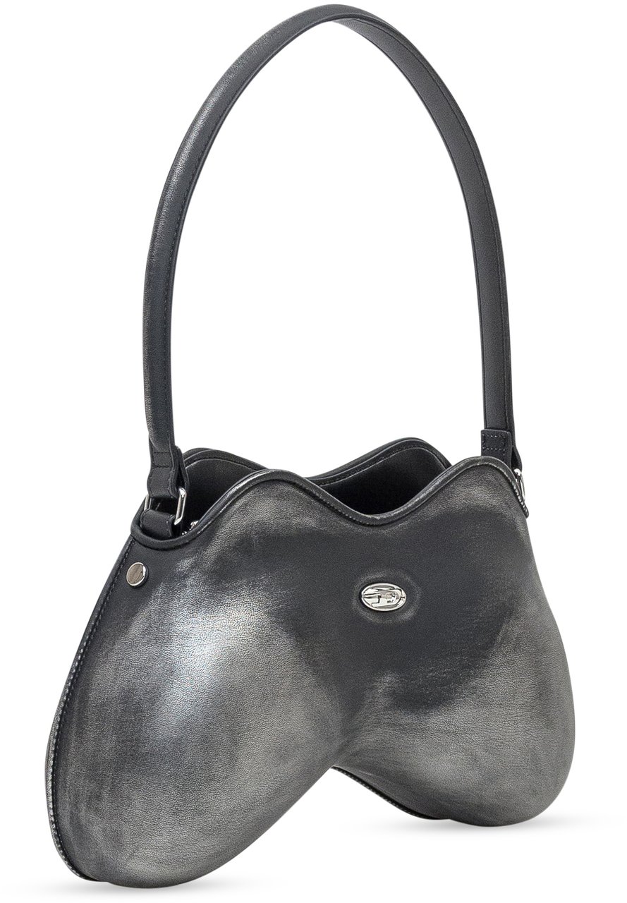 Diesel Diesel Borsa Double-D in Pelle Metallizzata Zwart
