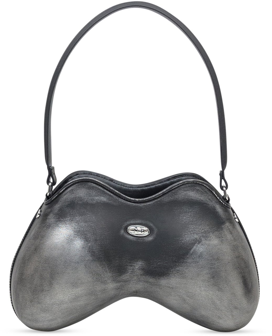 Diesel Diesel Borsa Double-D in Pelle Metallizzata Zwart