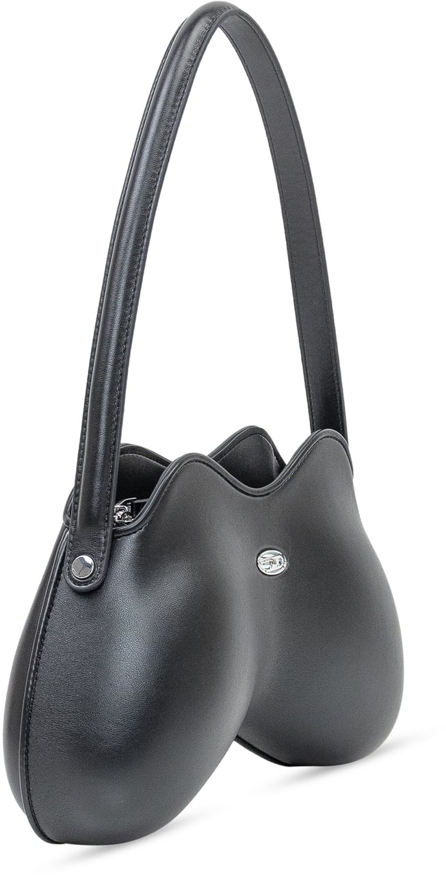 Diesel Diesel Borsa a Spalla Nera in Pelle con Logo Metallico Zwart