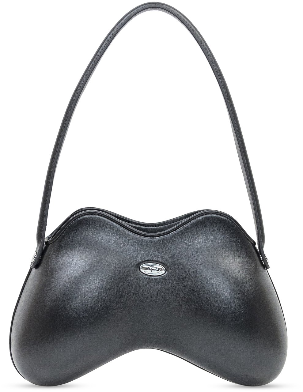 Diesel Diesel Borsa a Spalla Nera in Pelle con Logo Metallico Zwart