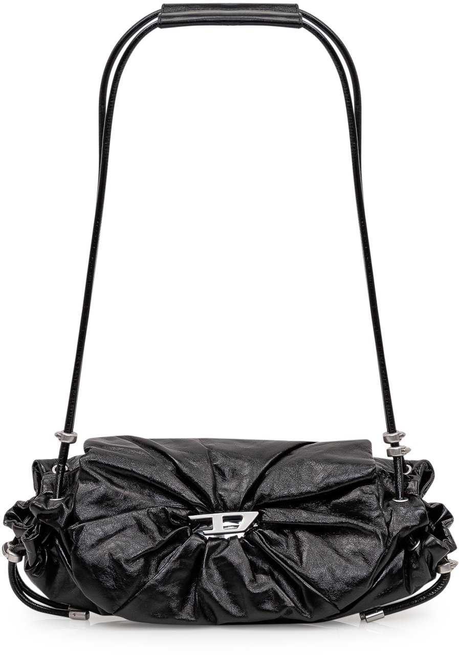 Diesel Borsa a spalla effetto arricciato Zwart