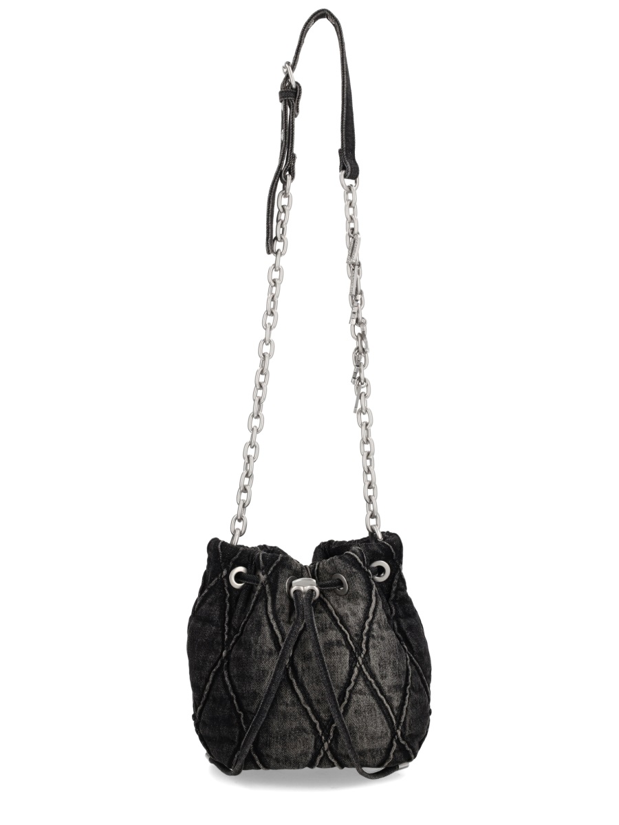 Diesel Quilted Charm-D Bucket S Bag Zwart