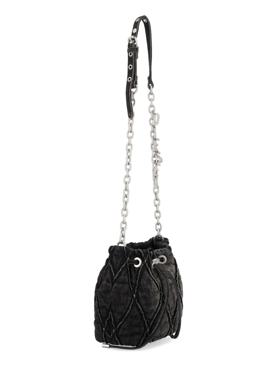 Diesel Quilted Charm-D Bucket S Bag Zwart