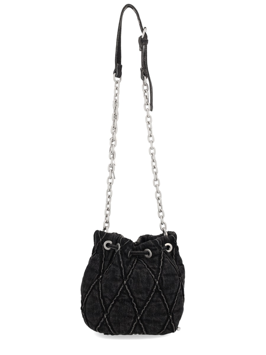 Diesel Quilted Charm-D Bucket S Bag Zwart