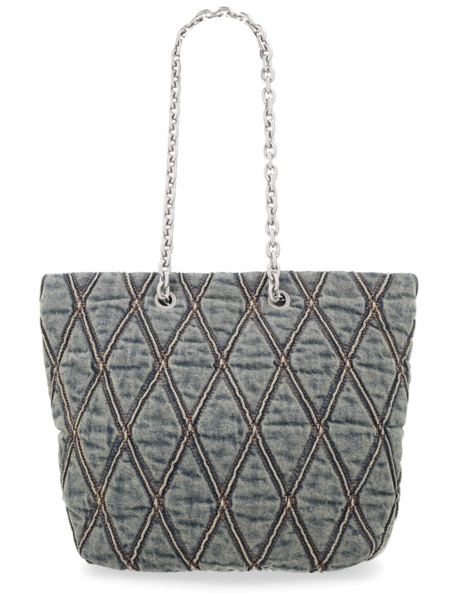 Diesel Black Charm-D Quilted Diamond Cotton Tote Bag Grijs
