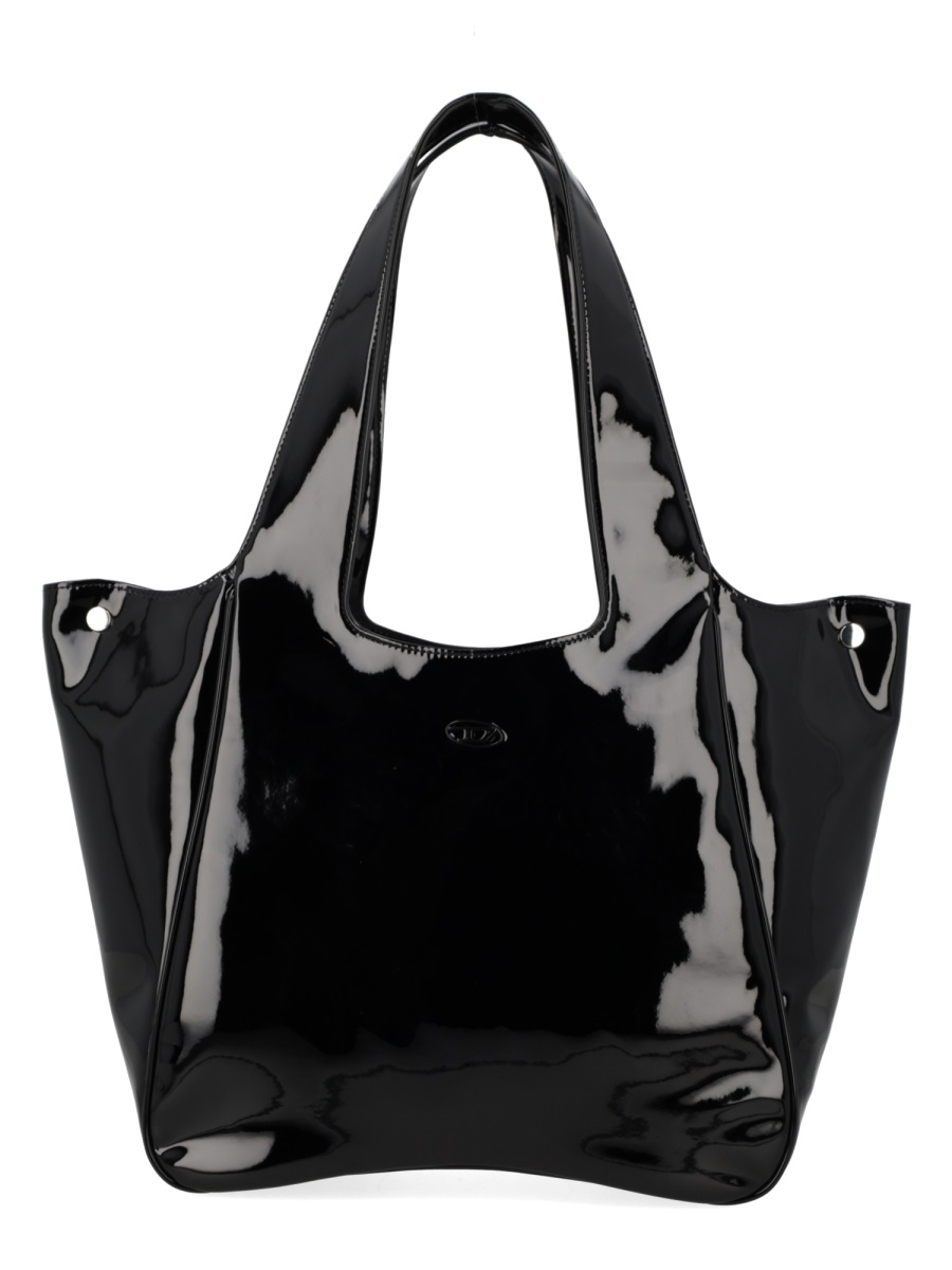 Diesel Play Shopper Ew Polyurethane Glossy Tote Bag Zwart