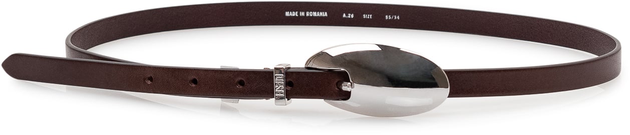 Diesel Cintura Sottile in Pelle con Fibbia Ovale Bruin