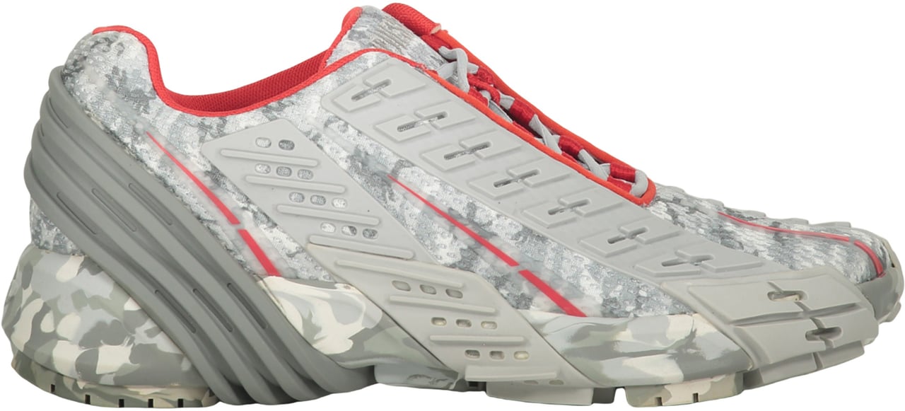 Diesel Light grey low top sneakers with red details Wit