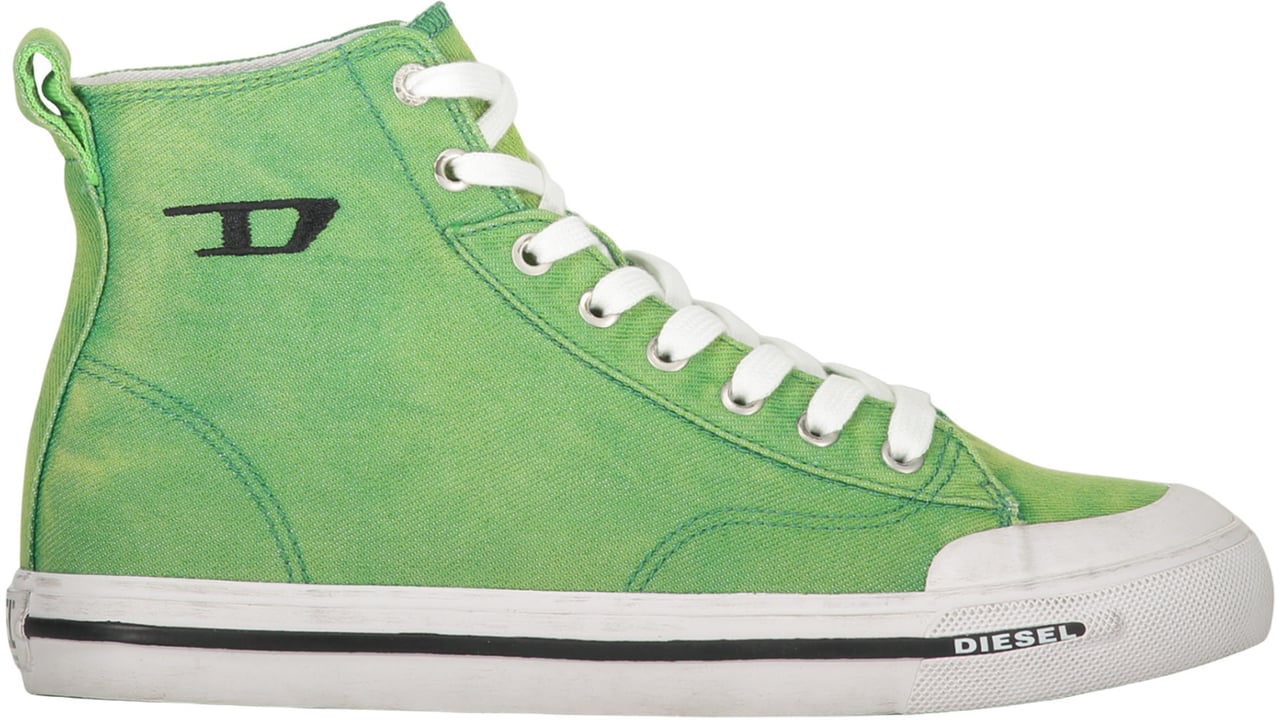 Diesel Green high-top sneakers with trendy white details Groen