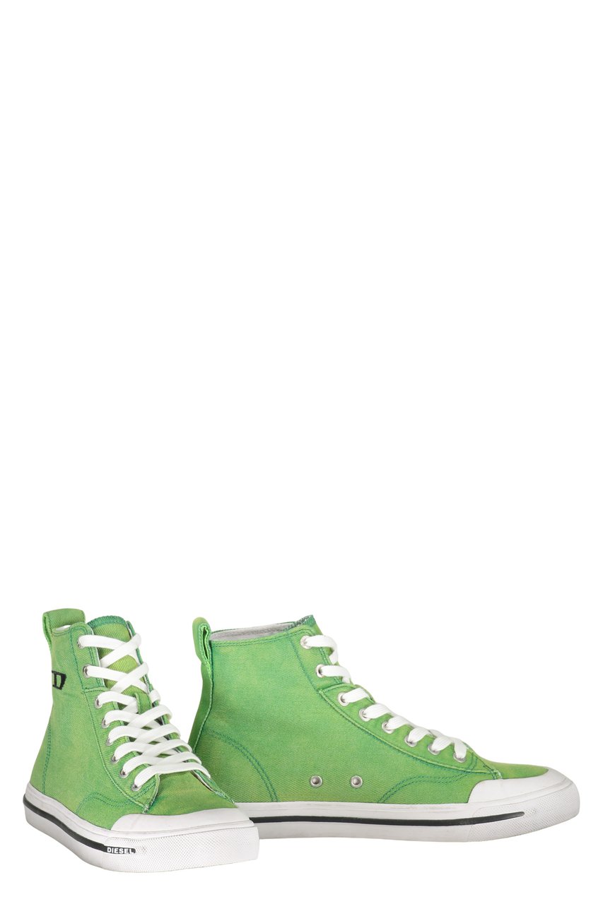 Diesel Green high-top sneakers with trendy white details Groen