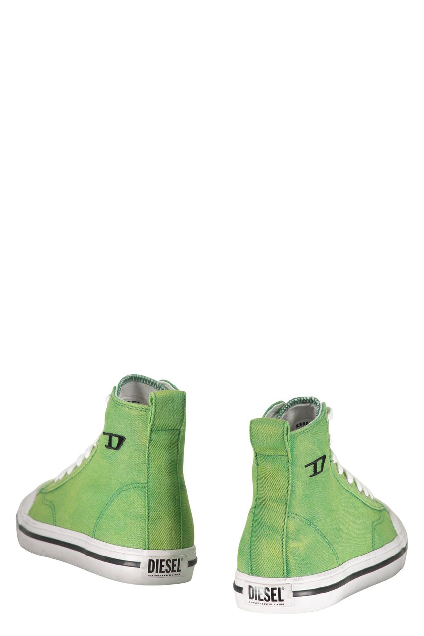 Diesel Green high-top sneakers with trendy white details Groen